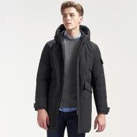 七匹狼羽绒服男中长款2019秋冬季新款青年连帽保暖休闲外套男装潮