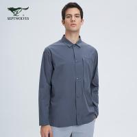 七匹狼翻领夹克外套男2021春季新款时尚休闲吸湿速干衬衫式茄克