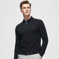 七匹狼长袖T恤2019秋季中年男士休闲上衣纯棉polo衫体恤秋装男装