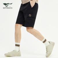 七匹狼短裤男潮流2021夏季新款青年时尚宽松休闲运动黑色工装裤