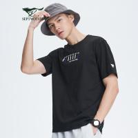 七匹狼运动休闲短袖圆领T恤2021夏季新款纯棉刺绣潮流内搭上衣男