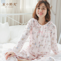 家时光纯棉纱布月子服套装春夏薄款哺乳衣孕妇睡衣