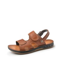 潮流手缝头层牛皮革真皮轻质防滑男休闲沙滩鞋凉鞋拖鞋凉拖两穿