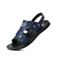 深蓝超纤凉拖两穿男沙滩凉鞋