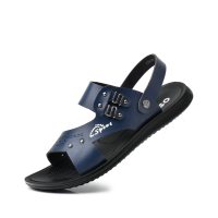 深蓝超纤时尚夏季沙滩凉鞋