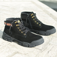 英伦冬季真皮加绒保暖鞋男士休闲鞋男靴男棉鞋男高帮男鞋男马丁靴