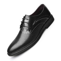 百搭日常商务休闲打蜡牛皮打孔镂空透气时尚系带男皮鞋休闲鞋正装鞋行政单鞋子