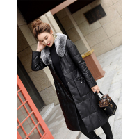 今升 狐狸毛领修身绵羊皮真皮皮羽绒外套