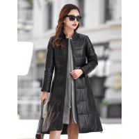 今升 立领修身绵羊皮真皮皮羽绒外套