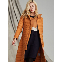 今升 立领收腰白鹅绒轻薄羽绒服长款