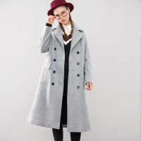 秋壳2019春装 宽松中长款毛呢外套韩版呢子大衣女学生女装