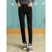 秋壳2019春装 高腰软妹黑色牛仔裤女九分裤修身显瘦毛边微喇裤