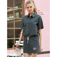 秋壳2019春装 学院风格子a字裙两件套女学生休闲百搭复古套裙