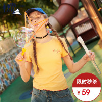 秋壳2019夏装 ulzzang休闲短袖刺绣T恤女学生韩版纯色短款上衣