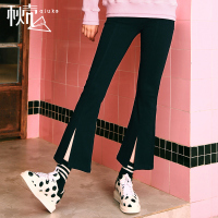 秋壳2019春季 运动风韩版显瘦黑色ins裤子打底裤女学生微喇裤