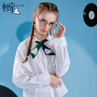 秋壳韩范衬衫女2019夏装 女装白f风衬衣宽松长袖小清新上衣