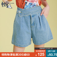 秋壳2019夏装 少女ins超火的裤子高腰显瘦蓝色短裤休闲牛仔裤