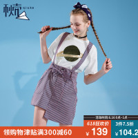 秋壳2019 复古条纹背带裙子女韩版百搭吊带短裙包臀裙半身裙夏