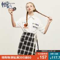 秋壳夏季学生连衣裙两件套女2019 时尚宽松格子拼接中长裙子潮