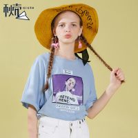 秋壳宽松短袖纯棉T恤女2019夏装 韩版休闲纯色上衣学生体恤潮