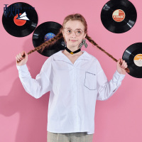 秋壳2019年夏装 女装学生宽松衬衣纯棉翻领白衬衫韩版长袖上衣