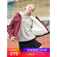 秋壳2019春季 韩版短款连帽外套女糖果色宽松加绒牛仔厚外套潮