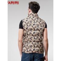 鸭鸭新款男装迷彩立领单排扣休闲男士羽绒马甲D-3503