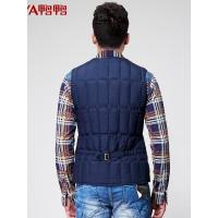 鸭鸭 秋款纯色V领开衫男士内外穿保暖羽绒马甲外套D-3506