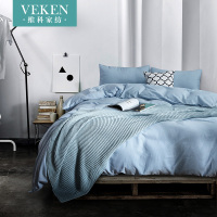 水洗棉四件套全棉超柔纯棉简约日式纯色少女心床单被套四件套