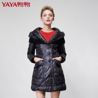 鸭鸭秋冬女装连帽通勤中长款修身羽绒服羽绒外套B-135