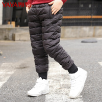 鸭鸭冬季白鸭绒中性儿童加厚外穿裤子保暖长裤棉裤羽绒裤H-731858