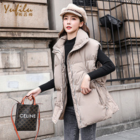 羽菲璐立领抽绳马甲女长款2020年新款韩版休闲加厚秋冬Y-206023