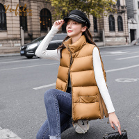 羽菲璐立领侧边拉链马甲背心2020年秋冬新款韩版潮短款Y-206022