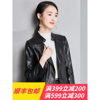 欧昵雪秋冬季新款收腰拉链夹克长袖ulzzang机车皮衣外套女短款q