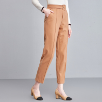 欧昵雪秋冬季新款宽松直筒烟管裤女休闲哈伦裤毛呢九分裤q