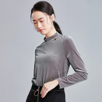 欧昵雪秋冬季新款修身显瘦打底衫女上衣丝绒T恤长袖q