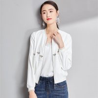 欧昵雪 秋小蜜蜂绣花拉链运动短外套女长袖短款棒球服q