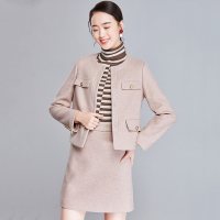 欧昵雪 秋冬季小香风女长袖短外套半身裙套裙毛呢两件套q