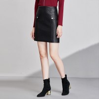 欧昵雪秋冬季新款小皮裙半身裙女高腰包臀短裙q
