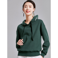 欧昵雪秋冬季新款简约休闲宽松抽头连帽卫衣女长袖q