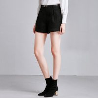 欧昵雪 秋冬季高腰粗纺呢子休闲裤女宽松直筒阔腿短裤d