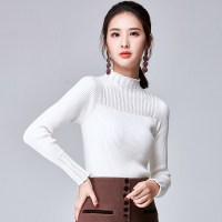 欧昵雪高领毛衣女套头加厚韩版宽松冬季针织衫拼接纯色打底d