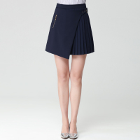 欧昵雪夏装不规则风琴褶拼接百褶短裙OL通勤百搭A字半身裙女