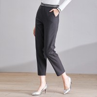 欧昵雪秋装织带裤腰OL休闲西装裤女显瘦烟管裤直筒九分裤