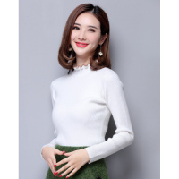 欧昵雪秋冬简约修身长袖毛衣百搭时尚半高领打底针织衫女