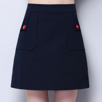 欧昵雪百搭A字高腰裙名媛淑女气质纯色时尚半身裙女