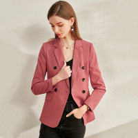 欧昵雪气质翻领双排扣女士夹克西装外套女修身显瘦长袖西服