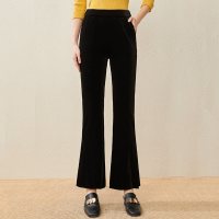 欧昵雪冬装高腰丝绒阔腿裤女宽松垂感显瘦微喇裤休闲长裤