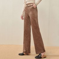 欧昵雪冬装休闲松紧高腰垂感阔腿裤女显瘦直筒拖地长裤