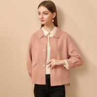 欧昵雪冬装减龄娃娃领显瘦麂皮绒前短后长外套女宽松上衣